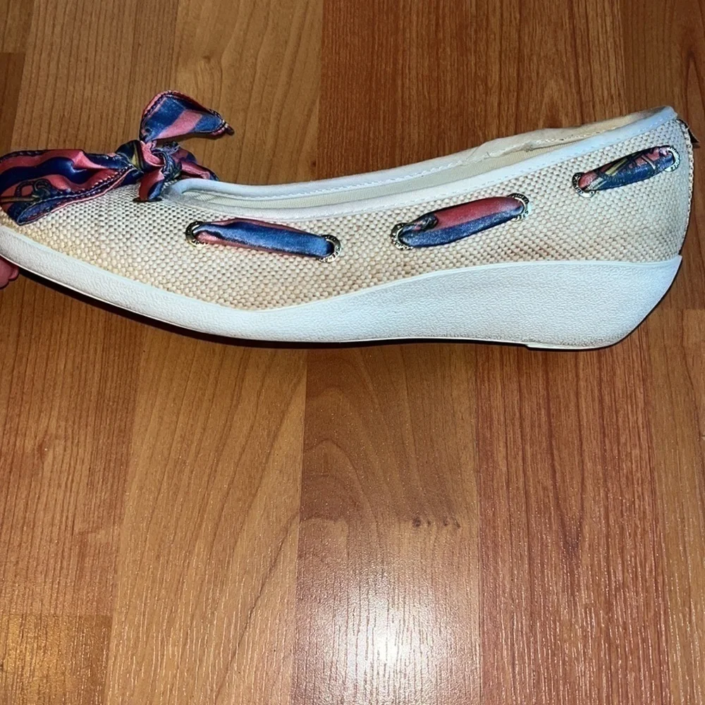 Sperry Ladies Ribbon Scarf Wedge Natural Gatsby Size 6